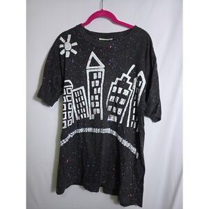 Vintage Single Stitch Abstract Art Paint Splatter T Shirt DISTRESSED Size Medium